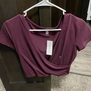 Maroon crop top.